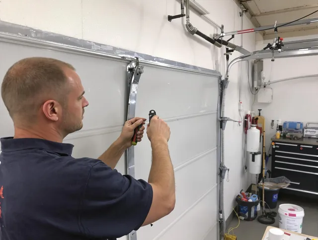 Before and after garage door dent repair by Pompano Beach Garage Door Repair in Pompano Beach