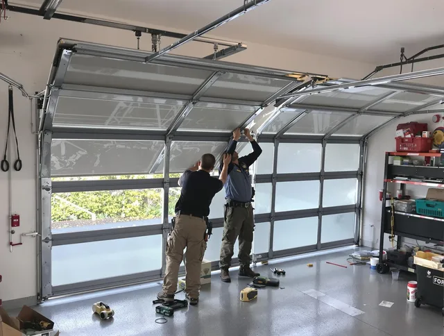 Pompano Beach Garage Door Repair expert performing precise panel replacement on Pompano Beach garage door